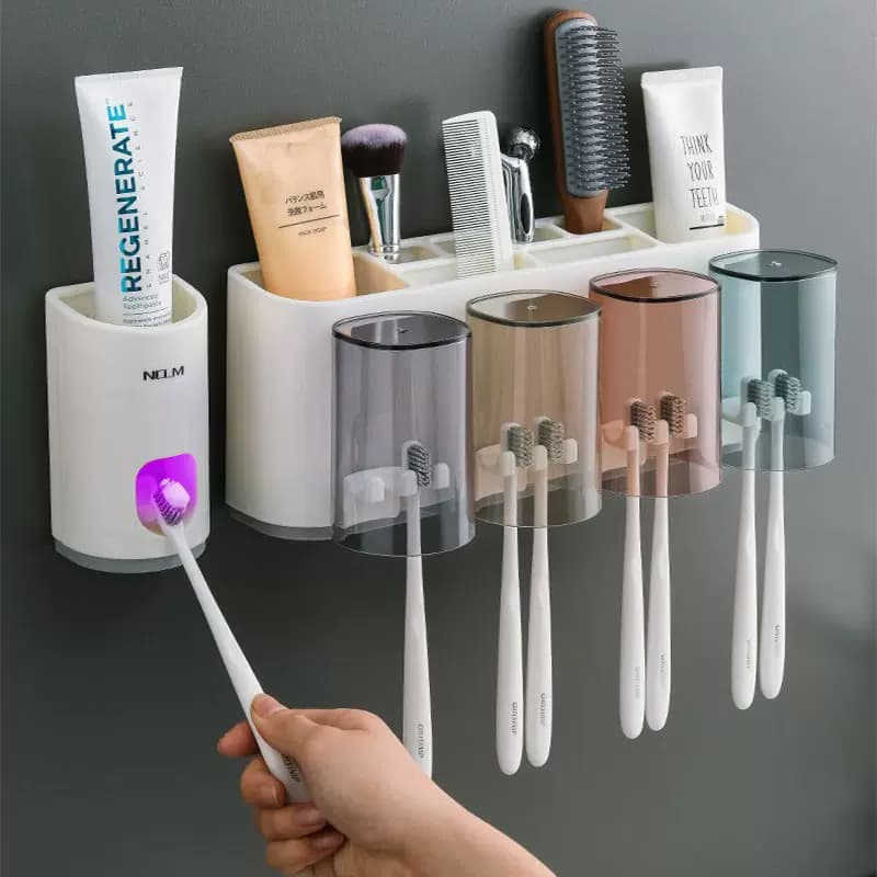 家居衛(wèi)生間用品用具家用大全洗漱臺(tái)牙刷牙膏收納置物架浴室壁掛式