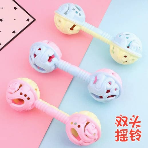 嬰兒手搖鈴安撫手抓雙頭搖鈴?fù)婢邔殞氁嬷亲ノ赵缃桃嬷鞘治这忚K